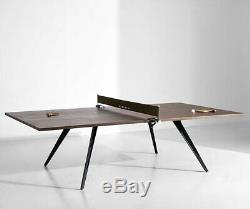 108 Rustic Industrial Modern Wood Ping Pong Dining Conference Table Leather Net