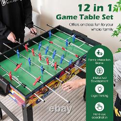 12-In-1 Game Table with Billiards, Foosball, Ping Pong, Hockey, Shuffleboard