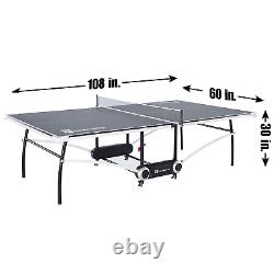 2-Piece Indoor Table Tennis Official Size 15mm with 3 Inch Lockable Casters NEW