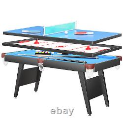 3 in 1 Game Table, 6-ft Pool Table, Billiard Table, Multi Table Games, Table Tennis