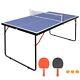 4.5ft Table Tennis Table With Table Tennis Paddles Net Balls Foldable Portabl