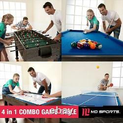 4 in 1 Combo Game Table 54 Hockey Billiard Table Tennis Foosball Kids Game Room