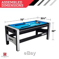 4-in-1 Swivel Combo Game Table Hockey Billiards Table Tennis Basketball 72 New
