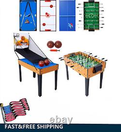 5-in-1 Multi-Game Table Billiards Push Hockey Foosball Ping Pong & Basketball