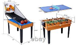 5-in-1 Multi-Game Table Billiards Push Hockey Foosball Ping Pong & Basketball