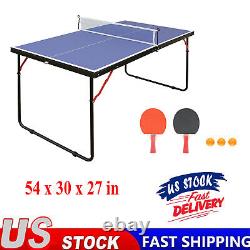 54'' Foldable Table Tennis Table with2 Table Tennis Paddles 3 Balls Indoor Outdoor