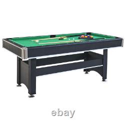 6-ft Pool Table with Table Tennis Top Black with Green Felt