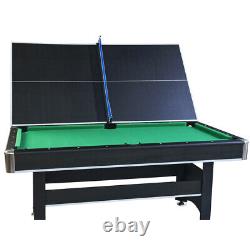 6-ft Pool Table with Table Tennis Top Black with Green Felt