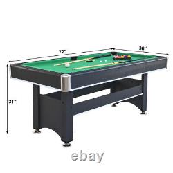 6-ft Pool Table with Table Tennis Top Black with Green Felt