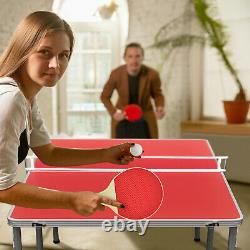 60 Portable Table Tennis Ping Pong Folding Table withAccessories Indoor Game Red