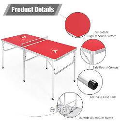 60 Portable Table Tennis Ping Pong Table Foldable withAccessories Indoor Game Red
