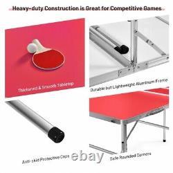 60 Tennis Ping Pong Folding Table Portable Gaming Family Red Table With Accessory