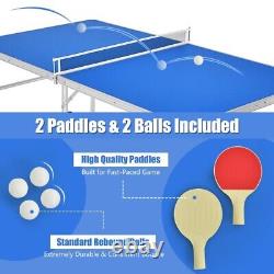 60Portable Table Tennis Ping Pong Folding Table Indoor Game with Accessories Blue