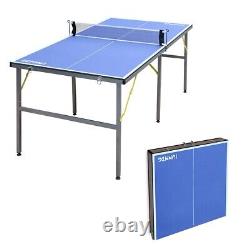 6FT Mid-Size Table Tennis Table Foldable & Portable Ping Pong Table Set