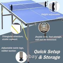 6FT Mid-Size Table Tennis Table Foldable & Portable Ping Pong Table Set