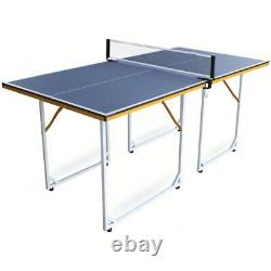 6Ft Mid-Size Table Tennis Table Foldable And Portable Ping Pong Table Set For