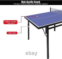 6ft Foldable Indoor Outdoor Table Tennis Table with Net, 2 Table Tennis Paddles