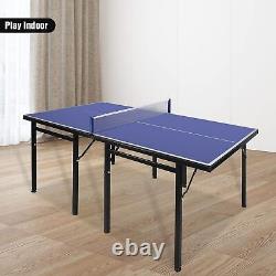 6ft Foldable Indoor Outdoor Table Tennis Table with Net, 2 Table Tennis Paddles