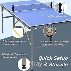 6ft Foldable Ping Pong Table Portable Mid-Size Table Tennis Game Table Set