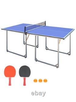 6ft Mid-Size Table For Indoor & Outdoor Games With Net, 2 Table Tennis Paddles