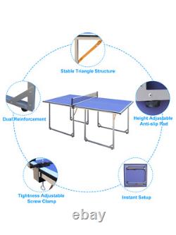 6ft Mid-Size Table For Indoor & Outdoor Games With Net, 2 Table Tennis Paddles