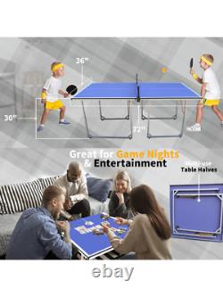 6ft Mid-Size Table For Indoor & Outdoor Games With Net, 2 Table Tennis Paddles