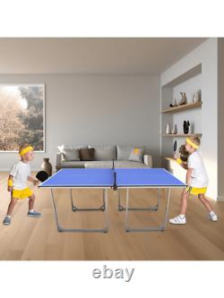 6ft Mid-Size Table For Indoor & Outdoor Games With Net, 2 Table Tennis Paddles