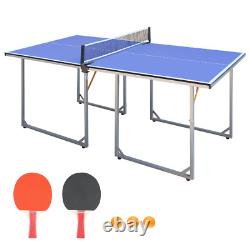 6ft Mid-Size Table For Indoor & Outdoor Games With Net, 2 Table Tennis Paddles