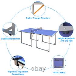 6ft Mid-Size Table For Indoor & Outdoor Games With Net, 2 Table Tennis Paddles