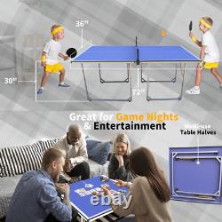 6ft Mid-Size Table For Indoor & Outdoor Games With Net, 2 Table Tennis Paddles