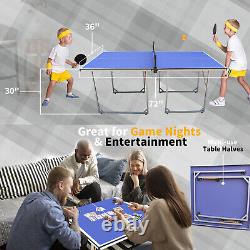 6ft Mid-Size Table Tennis Table Foldable 2 Table Tennis Paddles and 3 Balls