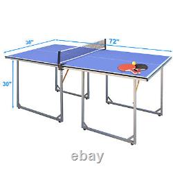 6ft Mid-Size Table Tennis Table Foldable 2 Table Tennis Paddles and 3 Balls
