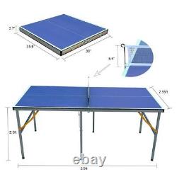 6ft Mid-Size Table Tennis Table Foldable & Portable Ping Pong Table Set