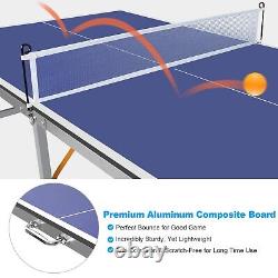 6ft Mid-Size Table Tennis Table Foldable & Portable Ping Pong Table Set