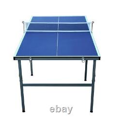 6ft Mid-Size Table Tennis Table Foldable & Portable Ping Pong Table Set