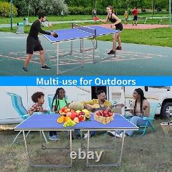 6ft Mid-Size Table Tennis Table Foldable & Portable Ping Pong Table Set