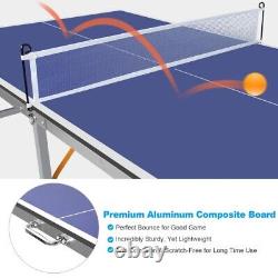 6ft Mid-Size Table Tennis Table Foldable & Portable Ping Pong Table Set US