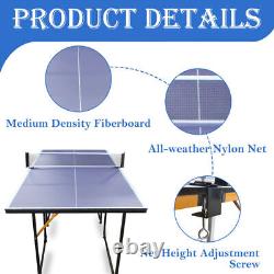 6ft Mid-Size Table Tennis Table Foldable & Portable Ping Pong Table Set for
