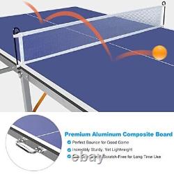 6ft Mid-Size Table Tennis Table Foldable & Portable Ping Pong Table Set for I