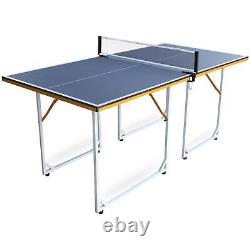 6ft Mid-Size Table Tennis Table Foldable & Portable Ping Pong Table Set for Indo