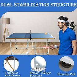 6ft Mid-Size Table Tennis Table Foldable & Portable Ping Pong Table Set for Indo