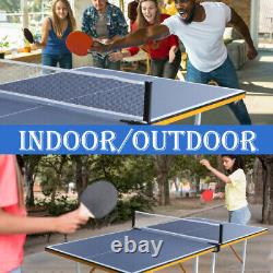 6ft Mid-Size Tennis Table Foldable Portable Ping Pong Table 2 Paddles 3 Balls