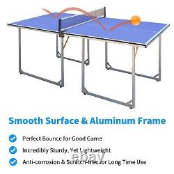 6ft Portable Ping Pong Table Mid-Size Net, 2 Table Tennis Paddles and 3 Balls