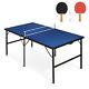 6x3ft Mid-size Ping Pong Table Portable Table Tennis Table Adjustable Feet