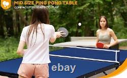 6x3ft Mid-Size Ping Pong Table Portable Table Tennis Table Adjustable Feet