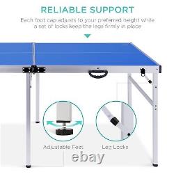 6x3ft Portable Ping Pong Table, Mid-Size Folding Indoor Outdoor Table Tennis