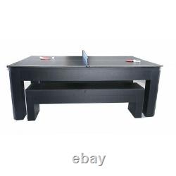 7' POOL TABLE TENNIS GAME PING PONG, DINING TABLE with BENCHES, MULTI FUNCTION
