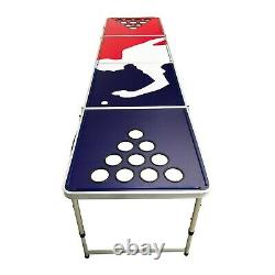 8' Beer Pong Portable Folding Game Table Aluminum LED Lights Cup Holder PLAYER
