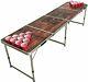 8' Beer Pong Portable Folding Game Table Aluminum Led Lights Cup Holder Wood