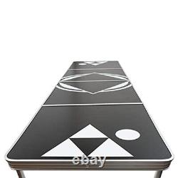 8' Beer Pong Table Lightweight & Portable with Carrying Handles by (Black)